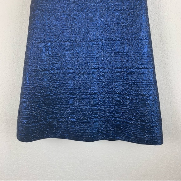 Milly | Blue Jacquard Lined Back Zip Sleeveless Mini Dress 6 - Picture 3 of 9